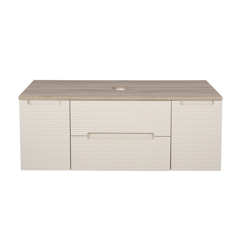 Tailored Bathrooms Monza Plus Fluted Wall Hung 1200mm Vanity Unit with 2 Side Cabinets & Counter Top (1 size, 9 colours) - Brand New Bathrooms