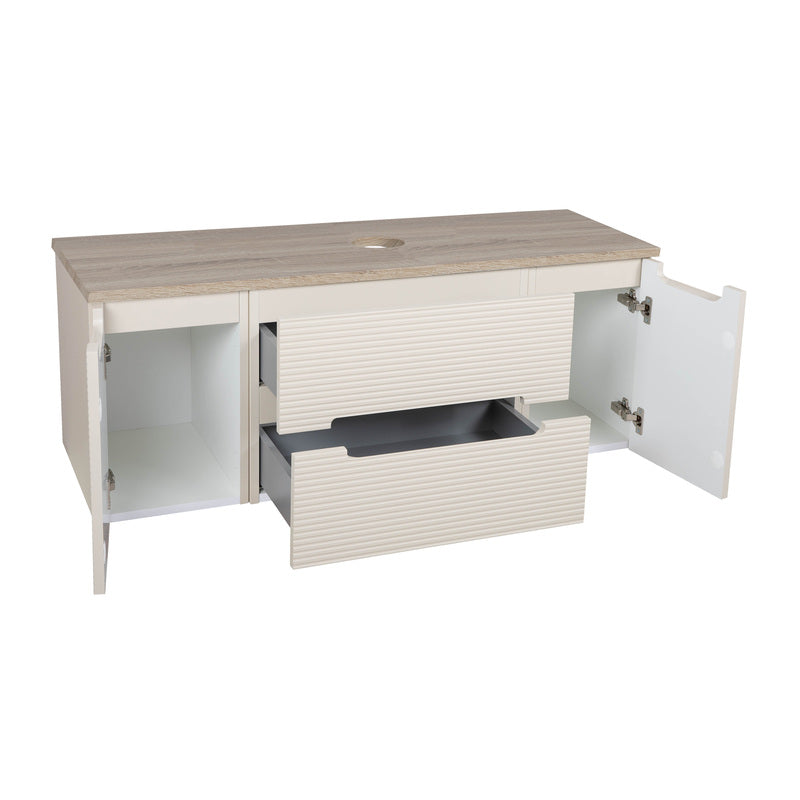 Tailored Bathrooms Monza Plus Fluted Wall Hung 1200mm Vanity Unit with 2 Side Cabinets & Counter Top (1 size, 9 colours) - Brand New Bathrooms