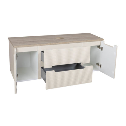 Tailored Bathrooms Monza Plus Fluted Wall Hung 1200mm Vanity Unit with 2 Side Cabinets & Counter Top (1 size, 9 colours) - Brand New Bathrooms