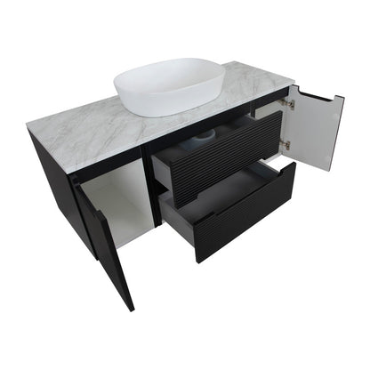 Tailored Bathrooms Monza Plus Fluted Wall Hung 1200mm Vanity Unit with 2 Side Cabinets & Counter Top (1 size, 9 colours) - Brand New Bathrooms