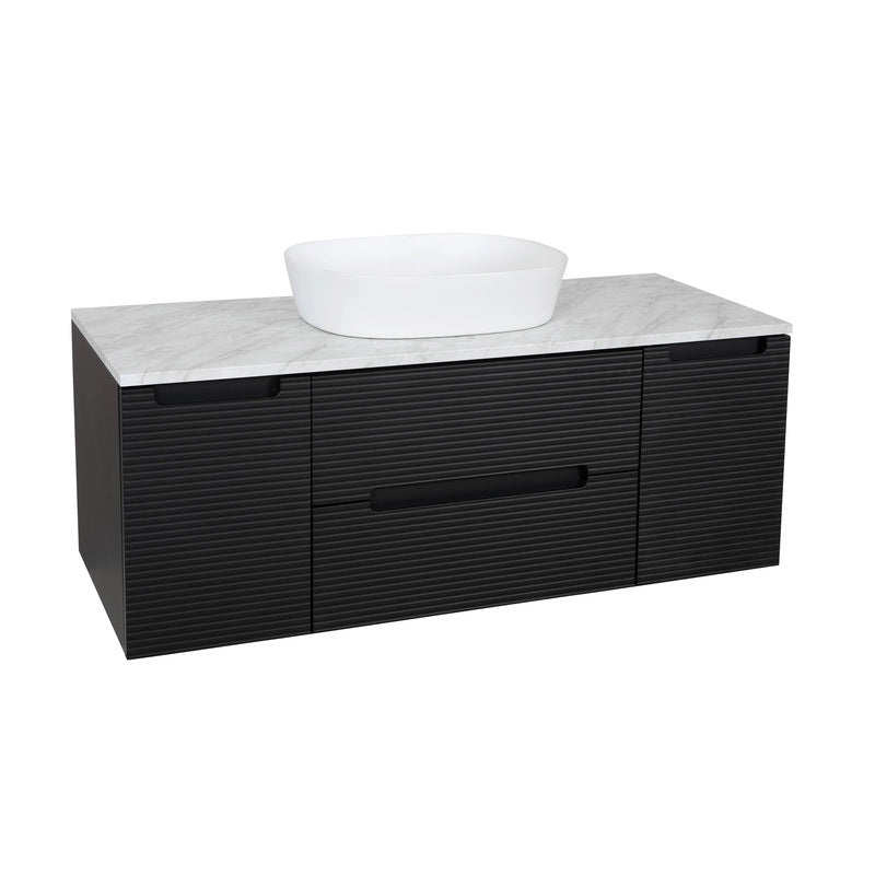 Tailored Bathrooms Monza Plus Fluted Wall Hung 1200mm Vanity Unit with 2 Side Cabinets & Counter Top (1 size, 9 colours) - Brand New Bathrooms