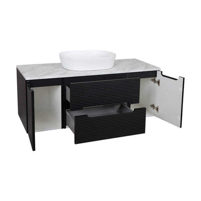 Tailored Bathrooms Monza Plus Fluted Wall Hung 1200mm Vanity Unit with 2 Side Cabinets & Counter Top (1 size, 9 colours) - Brand New Bathrooms