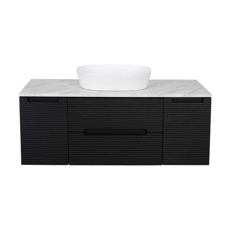 Tailored Bathrooms Monza Plus Fluted Wall Hung 1200mm Vanity Unit with 2 Side Cabinets & Counter Top (1 size, 9 colours) - Brand New Bathrooms