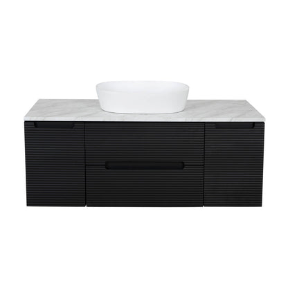 Tailored Bathrooms Monza Plus Fluted Wall Hung 1200mm Vanity Unit with 2 Side Cabinets & Counter Top (1 size, 9 colours) - Brand New Bathrooms