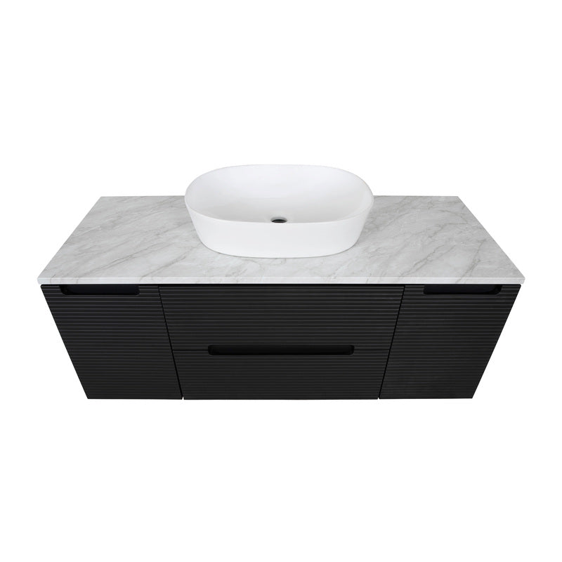 Tailored Bathrooms Monza Plus Fluted Wall Hung 1200mm Vanity Unit with 2 Side Cabinets & Counter Top (1 size, 9 colours) - Brand New Bathrooms
