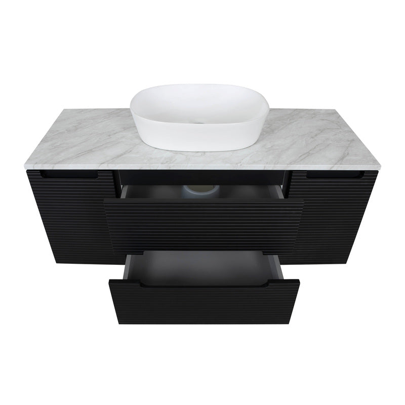 Tailored Bathrooms Monza Plus Fluted Wall Hung 1200mm Vanity Unit with 2 Side Cabinets & Counter Top (1 size, 9 colours) - Brand New Bathrooms