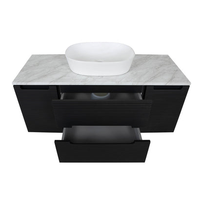 Tailored Bathrooms Monza Plus Fluted Wall Hung 1200mm Vanity Unit with 2 Side Cabinets & Counter Top (1 size, 9 colours) - Brand New Bathrooms