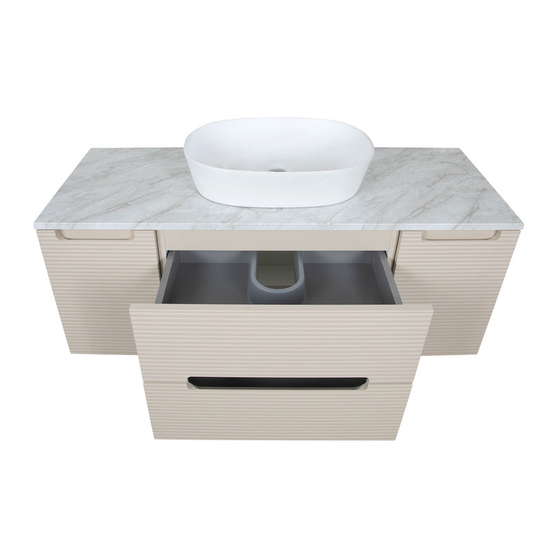 Tailored Bathrooms Monza Plus Fluted Wall Hung 1200mm Vanity Unit with 2 Side Cabinets & Counter Top (1 size, 9 colours) - Brand New Bathrooms
