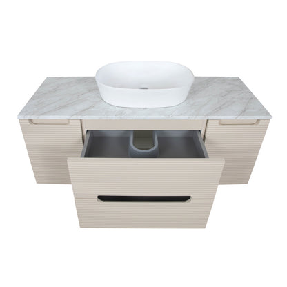 Tailored Bathrooms Monza Plus Fluted Wall Hung 1200mm Vanity Unit with 2 Side Cabinets & Counter Top (1 size, 9 colours) - Brand New Bathrooms