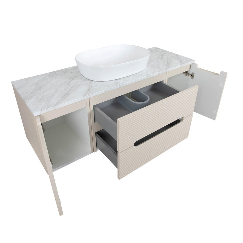 Tailored Bathrooms Monza Plus Fluted Wall Hung 1200mm Vanity Unit with 2 Side Cabinets & Counter Top (1 size, 9 colours) - Brand New Bathrooms