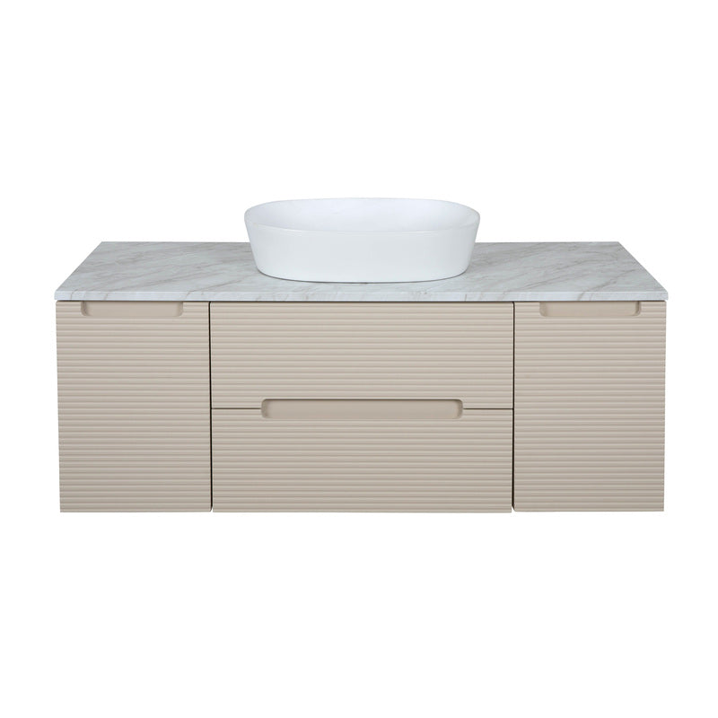 Tailored Bathrooms Monza Plus Fluted Wall Hung 1200mm Vanity Unit with 2 Side Cabinets & Counter Top (1 size, 9 colours) - Brand New Bathrooms
