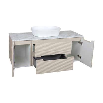 Tailored Bathrooms Monza Plus Fluted Wall Hung 1200mm Vanity Unit with 2 Side Cabinets & Counter Top (1 size, 9 colours) - Brand New Bathrooms