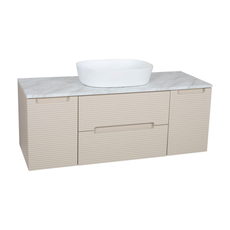 Tailored Bathrooms Monza Plus Fluted Wall Hung 1200mm Vanity Unit with 2 Side Cabinets & Counter Top (1 size, 9 colours) - Brand New Bathrooms