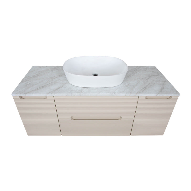 Tailored Bathrooms Monza Plus Fluted Wall Hung 1200mm Vanity Unit with 2 Side Cabinets & Counter Top (1 size, 9 colours) - Brand New Bathrooms