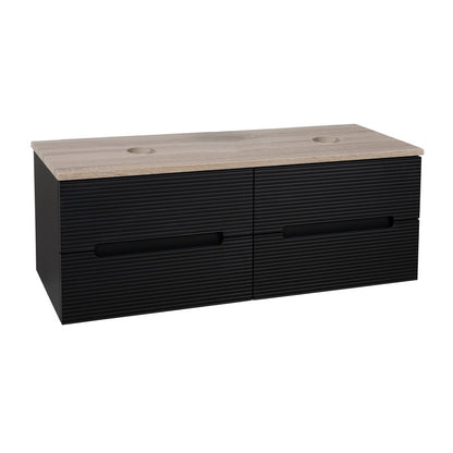 Tailored Bathrooms Monza Plus Fluted Wall Hung 1200mm Double Vanity Unit with Counter Top (1 size, 9 colours) - Brand New Bathrooms