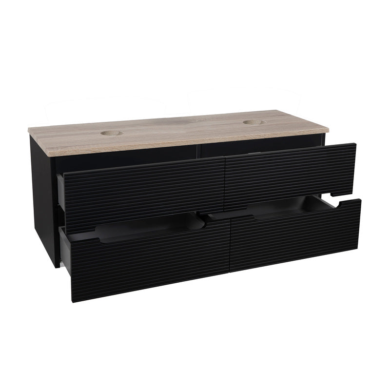 Tailored Bathrooms Monza Plus Fluted Wall Hung 1200mm Double Vanity Unit with Counter Top (1 size, 9 colours) - Brand New Bathrooms