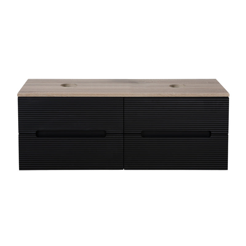 Tailored Bathrooms Monza Plus Fluted Wall Hung 1200mm Double Vanity Unit with Counter Top (1 size, 9 colours) - Brand New Bathrooms