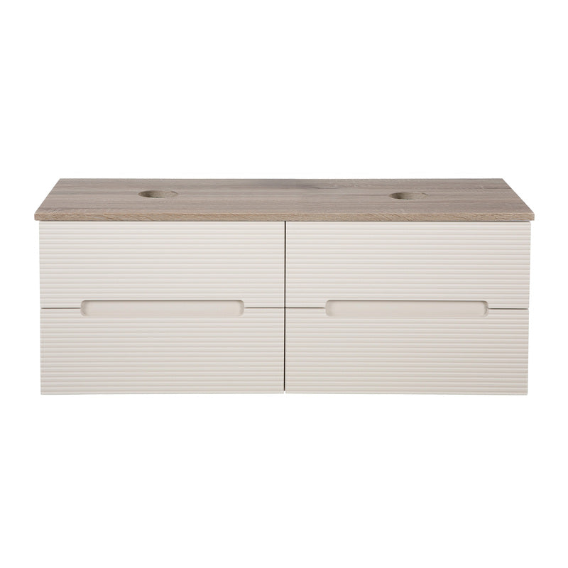 Tailored Bathrooms Monza Plus Fluted Wall Hung 1200mm Double Vanity Unit with Counter Top (1 size, 9 colours) - Brand New Bathrooms
