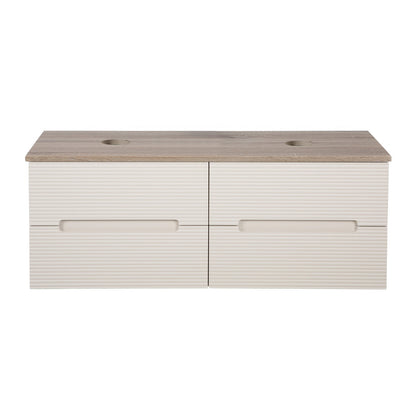 Tailored Bathrooms Monza Plus Fluted Wall Hung 1200mm Double Vanity Unit with Counter Top (1 size, 9 colours) - Brand New Bathrooms