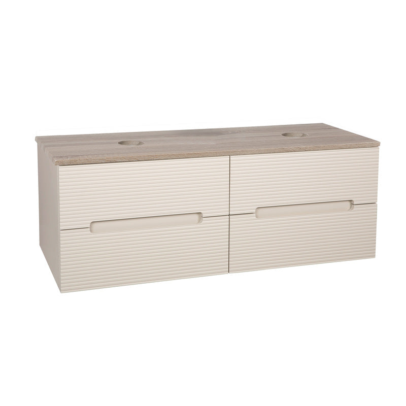 Tailored Bathrooms Monza Plus Fluted Wall Hung 1200mm Double Vanity Unit with Counter Top (1 size, 9 colours) - Brand New Bathrooms