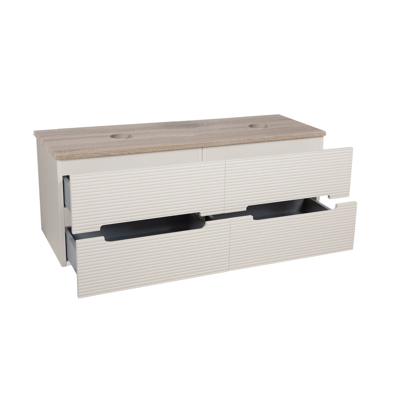 Tailored Bathrooms Monza Plus Fluted Wall Hung 1200mm Double Vanity Unit with Counter Top (1 size, 9 colours) - Brand New Bathrooms