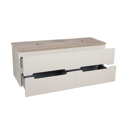 Tailored Bathrooms Monza Plus Fluted Wall Hung 1200mm Double Vanity Unit with Counter Top (1 size, 9 colours) - Brand New Bathrooms