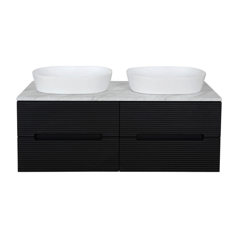 Tailored Bathrooms Monza Plus Fluted Wall Hung 1200mm Double Vanity Unit with Counter Top (1 size, 9 colours) - Brand New Bathrooms
