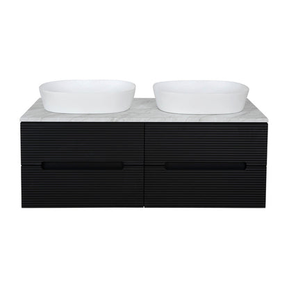 Tailored Bathrooms Monza Plus Fluted Wall Hung 1200mm Double Vanity Unit with Counter Top (1 size, 9 colours) - Brand New Bathrooms
