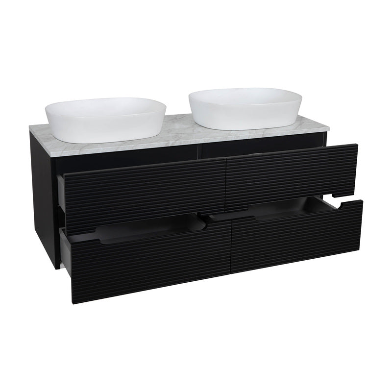 Tailored Bathrooms Monza Plus Fluted Wall Hung 1200mm Double Vanity Unit with Counter Top (1 size, 9 colours) - Brand New Bathrooms