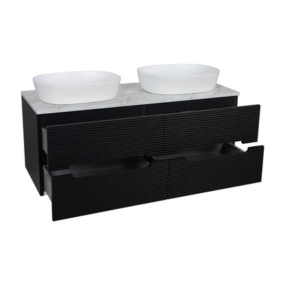 Tailored Bathrooms Monza Plus Fluted Wall Hung 1200mm Double Vanity Unit with Counter Top (1 size, 9 colours) - Brand New Bathrooms