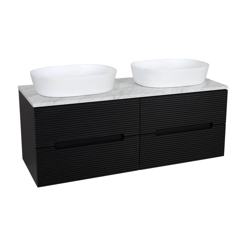 Tailored Bathrooms Monza Plus Fluted Wall Hung 1200mm Double Vanity Unit with Counter Top (1 size, 9 colours) - Brand New Bathrooms