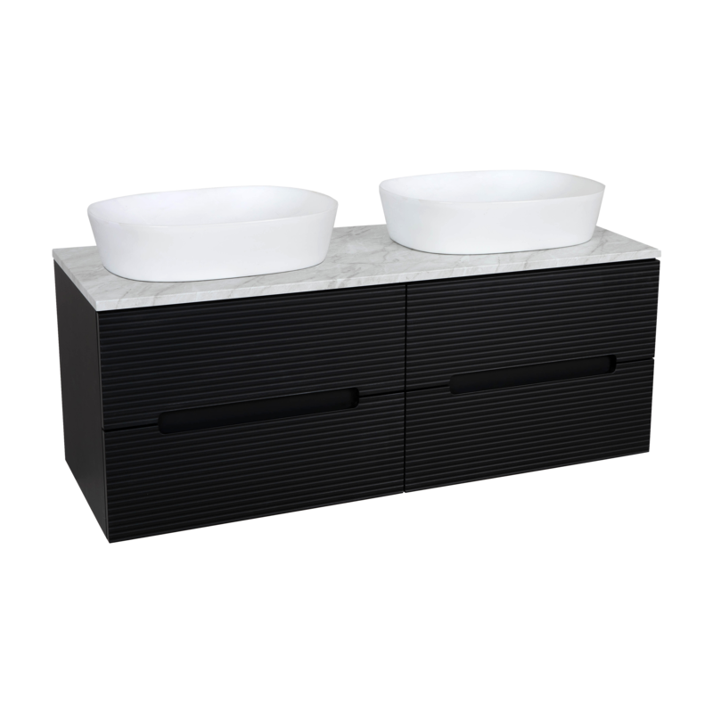 Tailored Bathrooms Monza Plus Fluted Wall Hung 1200mm Double Vanity Unit with Counter Top (1 size, 9 colours) - Brand New Bathrooms