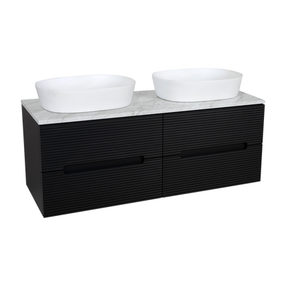 Tailored Bathrooms Monza Plus Fluted Wall Hung 1200mm Double Vanity Unit with Counter Top (1 size, 9 colours) - Brand New Bathrooms