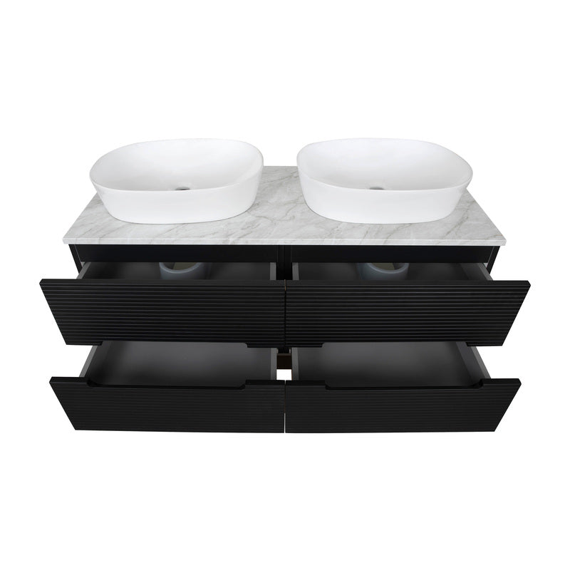 Tailored Bathrooms Monza Plus Fluted Wall Hung 1200mm Double Vanity Unit with Counter Top (1 size, 9 colours) - Brand New Bathrooms