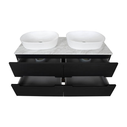 Tailored Bathrooms Monza Plus Fluted Wall Hung 1200mm Double Vanity Unit with Counter Top (1 size, 9 colours) - Brand New Bathrooms