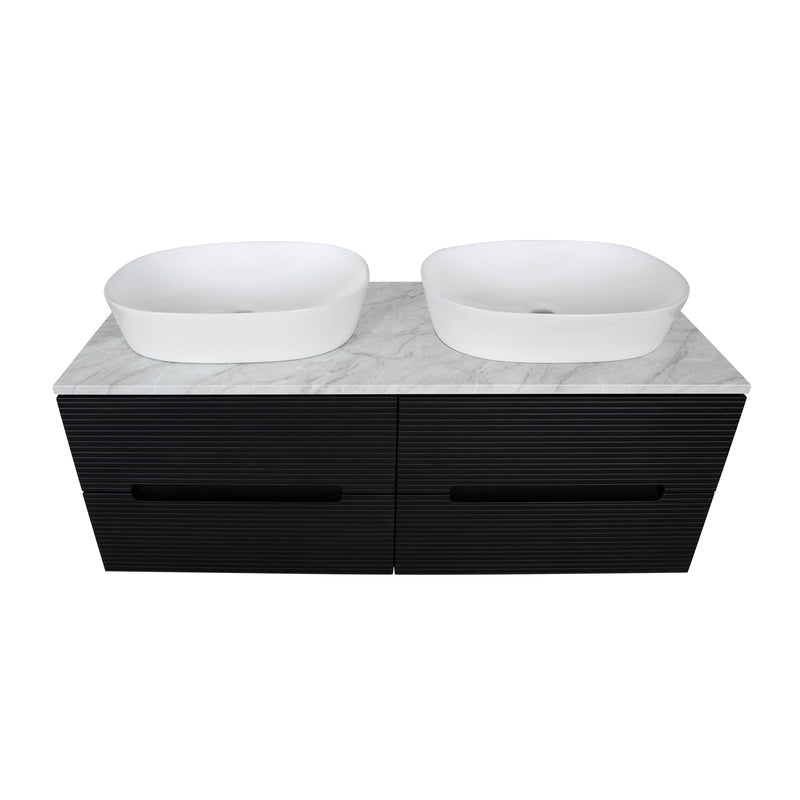 Tailored Bathrooms Monza Plus Fluted Wall Hung 1200mm Double Vanity Unit with Counter Top (1 size, 9 colours) - Brand New Bathrooms