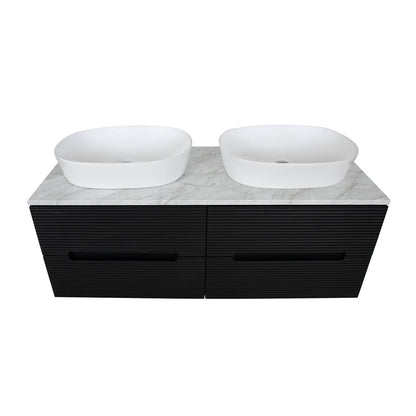 Tailored Bathrooms Monza Plus Fluted Wall Hung 1200mm Double Vanity Unit with Counter Top (1 size, 9 colours) - Brand New Bathrooms