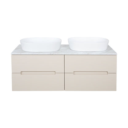 Tailored Bathrooms Monza Plus Fluted Wall Hung 1200mm Double Vanity Unit with Counter Top (1 size, 9 colours) - Brand New Bathrooms