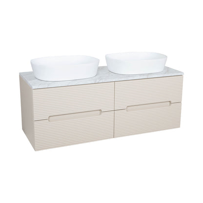 Tailored Bathrooms Monza Plus Fluted Wall Hung 1200mm Double Vanity Unit with Counter Top (1 size, 9 colours) - Brand New Bathrooms