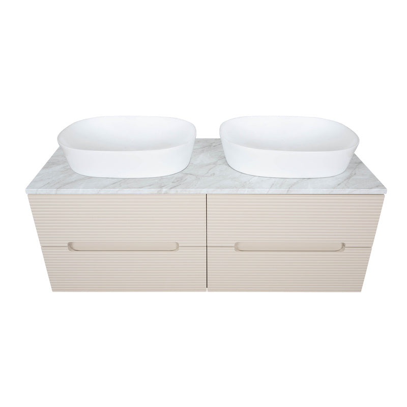 Tailored Bathrooms Monza Plus Fluted Wall Hung 1200mm Double Vanity Unit with Counter Top (1 size, 9 colours) - Brand New Bathrooms