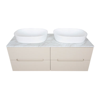 Tailored Bathrooms Monza Plus Fluted Wall Hung 1200mm Double Vanity Unit with Counter Top (1 size, 9 colours) - Brand New Bathrooms
