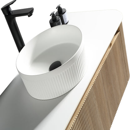 Tailored Bathrooms Flauto 1070mm Wall Hung Curve Corner  Vanity with Sintered Stone Counter Top (1 size, 4 colours) - Brand New Bathrooms