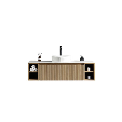 Tailored Bathrooms Flauto 1200mm Wall Hung Vanity w. 2 Side Storage & Sintered Stone Counter Top (1 size, 4 colours) - Brand New Bathrooms