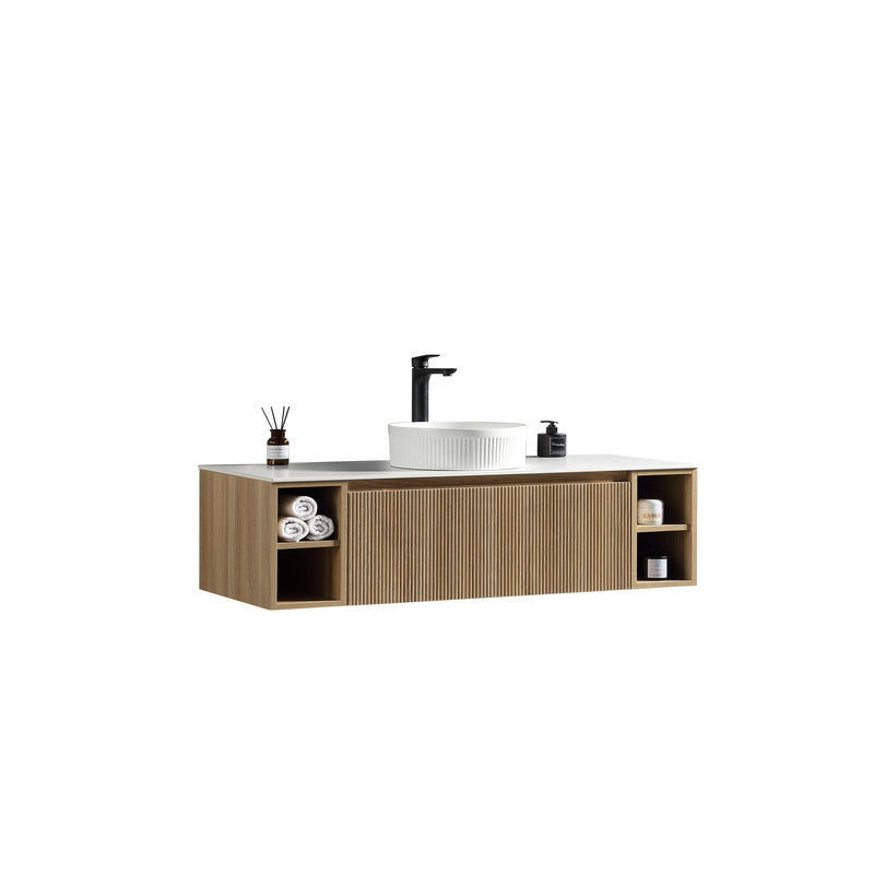 Tailored Bathrooms Flauto 1200mm Wall Hung Vanity with 2 Side Storage Units & Sintered Stone Counter Top (1 size, 4 colours)