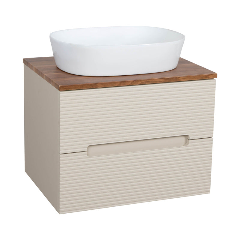 Tailored Bathrooms Monza Plus Fluted Wall Hung 600mm Vanity Unit & Counter Top (1 size, 9 colours)