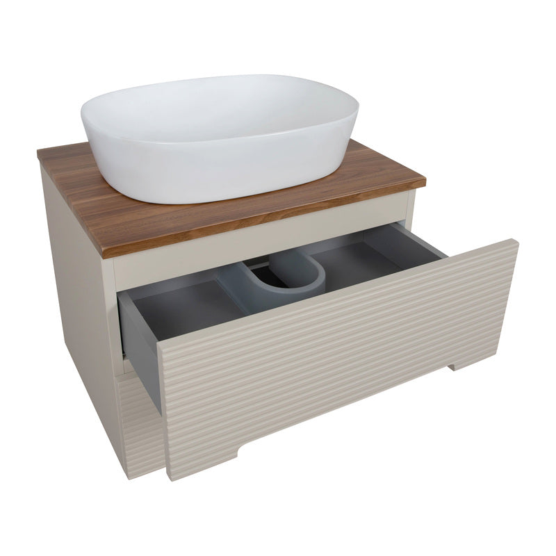Tailored Bathrooms Monza Plus Fluted Wall Hung 600mm Vanity Unit & Counter Top (1 size, 9 colours)