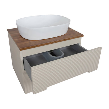 Tailored Bathrooms Monza Plus Fluted Wall Hung 600mm Vanity Unit & Counter Top (1 size, 9 colours)