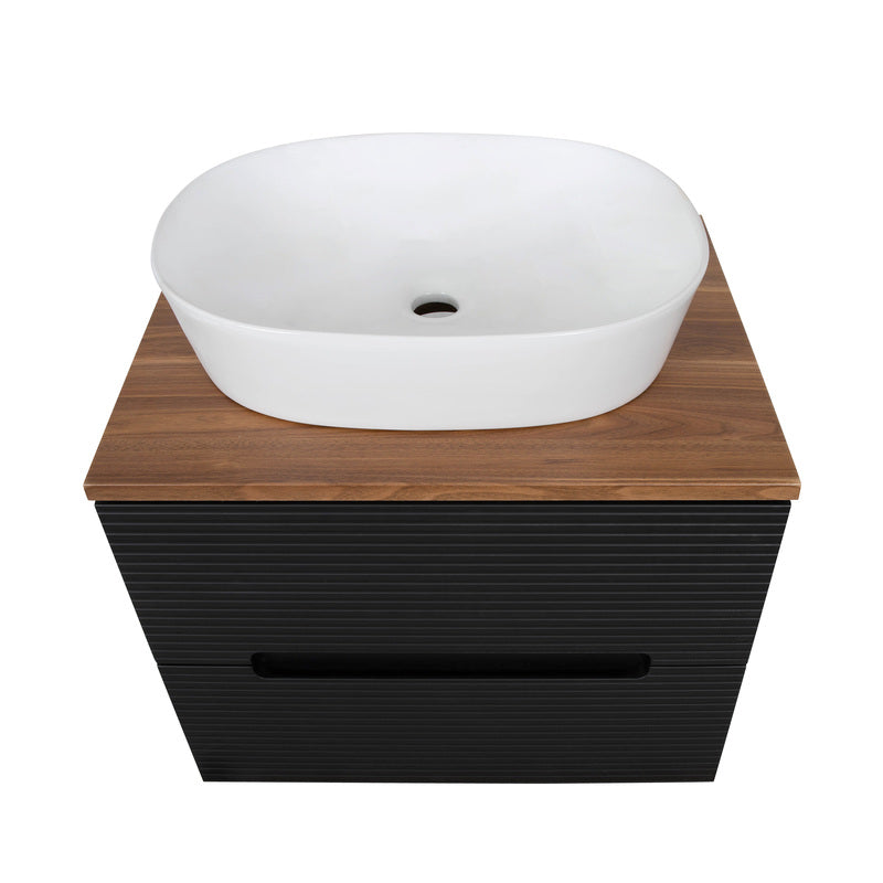 Tailored Bathrooms Monza Plus Fluted Wall Hung 600mm Vanity Unit & Counter Top (1 size, 9 colours)