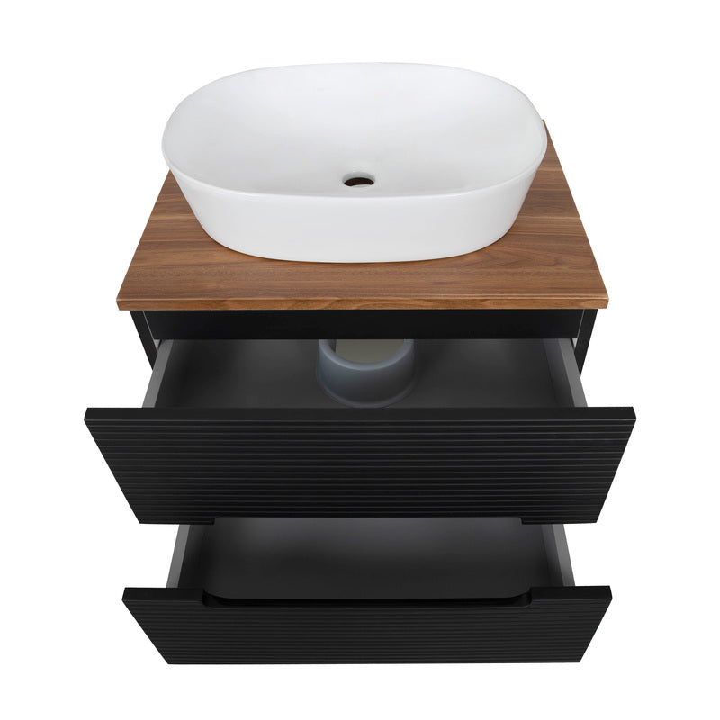 Tailored Bathrooms Monza Plus Fluted Wall Hung 600mm Vanity Unit & Counter Top (1 size, 8 colours)