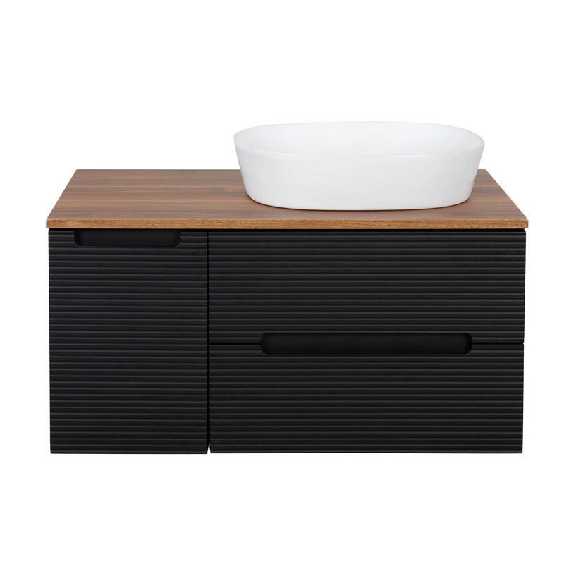 Tailored Bathrooms Monza Plus Fluted Wall Hung 900mm Vanity Unit with Side Cabinet & Counter Top (1 size, 8 colours)